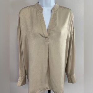 Soft Surroundings Taupe With Gold Sheen  Blouse